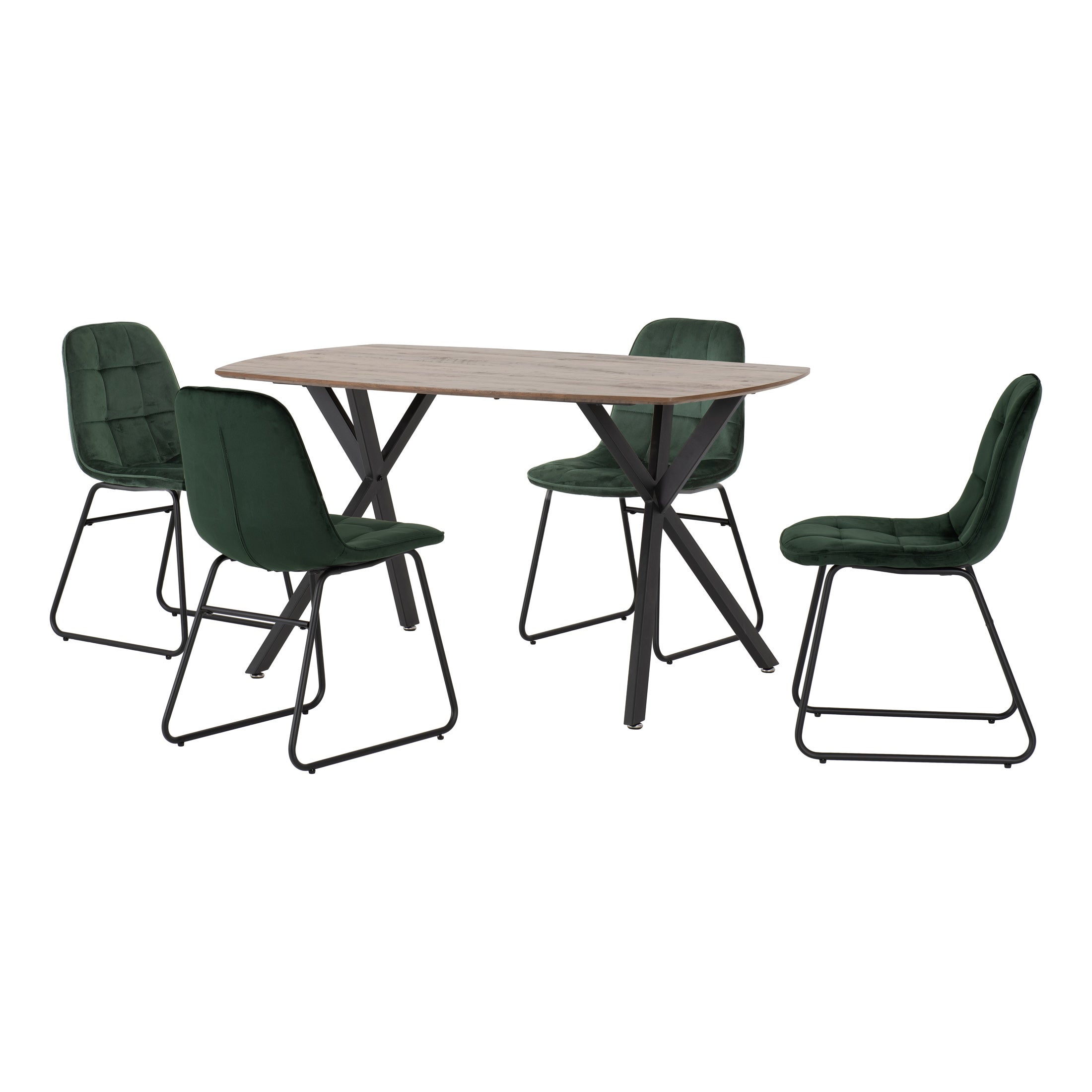 Athens Rectangular Oak Effect Dining Table with 4 Lukas Green Dining Chairs Green Price Comparisons | Compare The Build