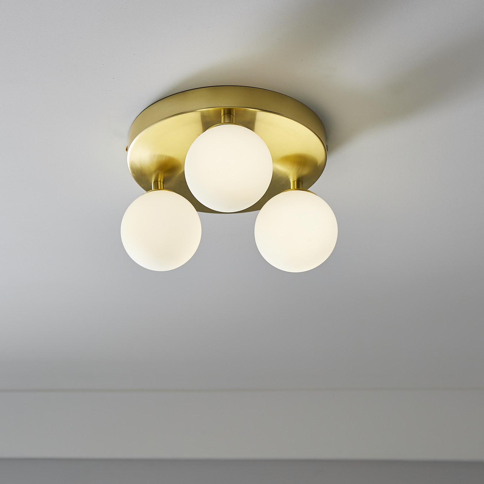 Orb 3 Light Flush Pendant - Brass & Opal Price Comparisons | Compare The Build