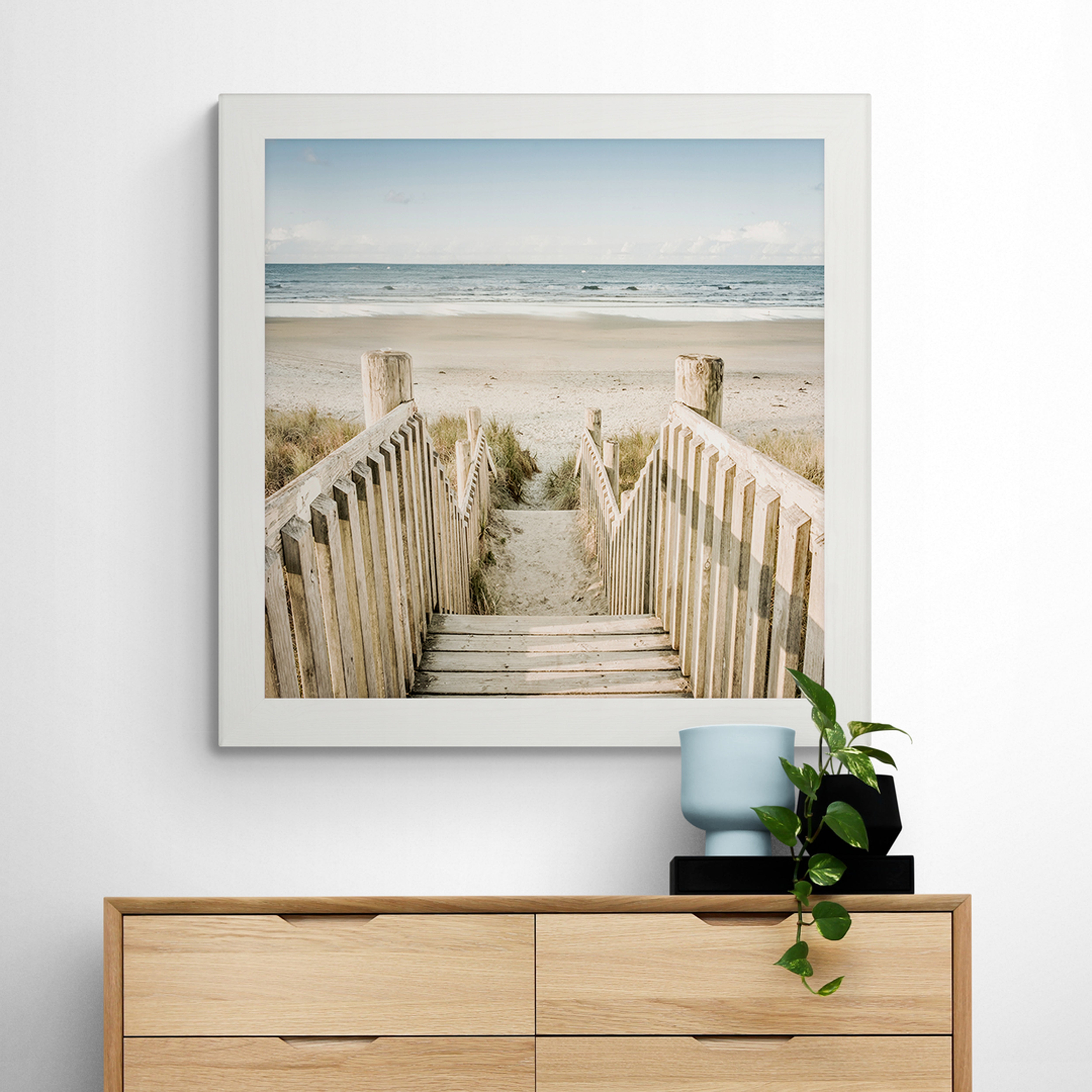 Beach Pathway Framed Print Blue/Brown | Compare The Build