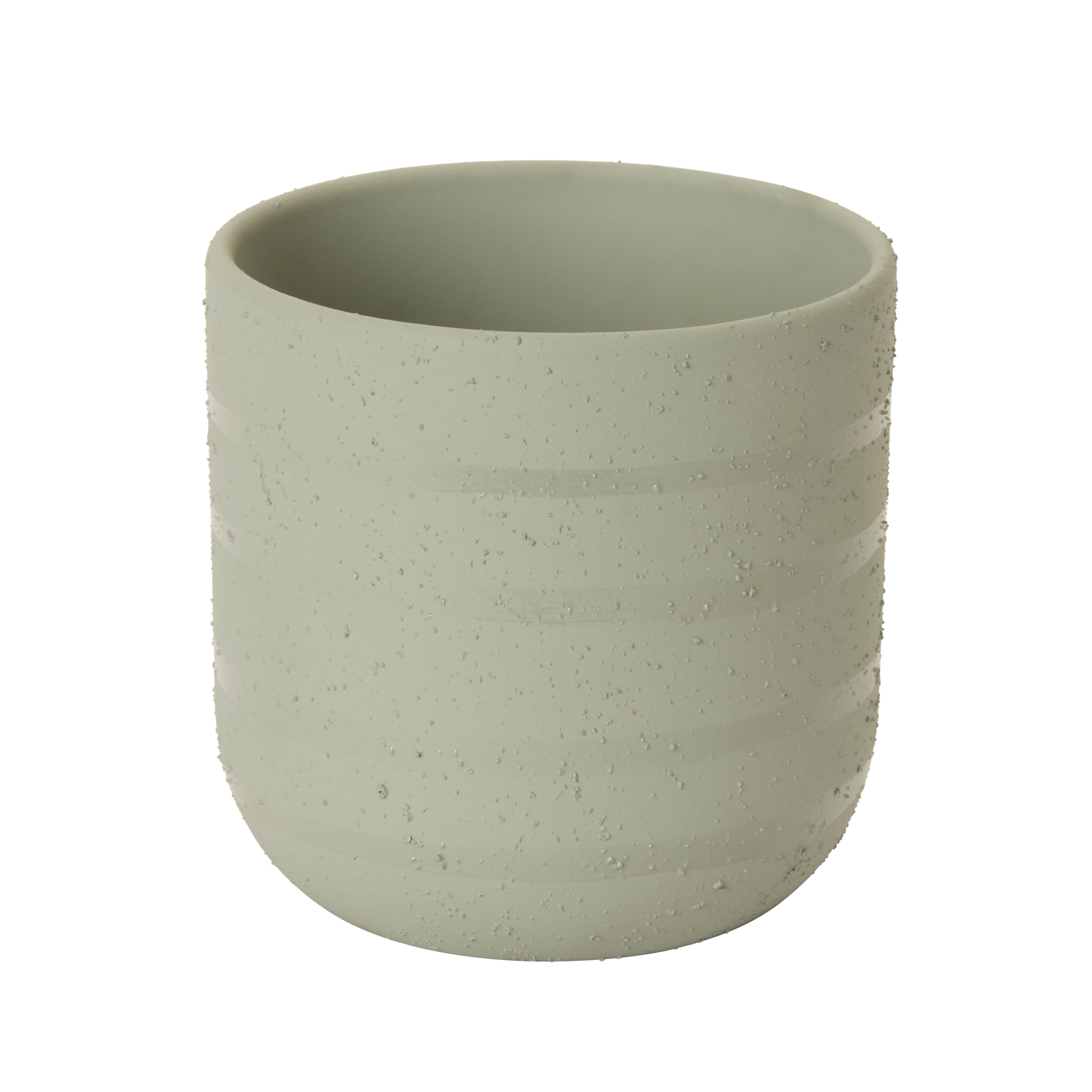 GoodHome Duck Egg Clay Striped Circular Plant Pot (Dia)14.1Cm Price Comparisons | Compare The Build