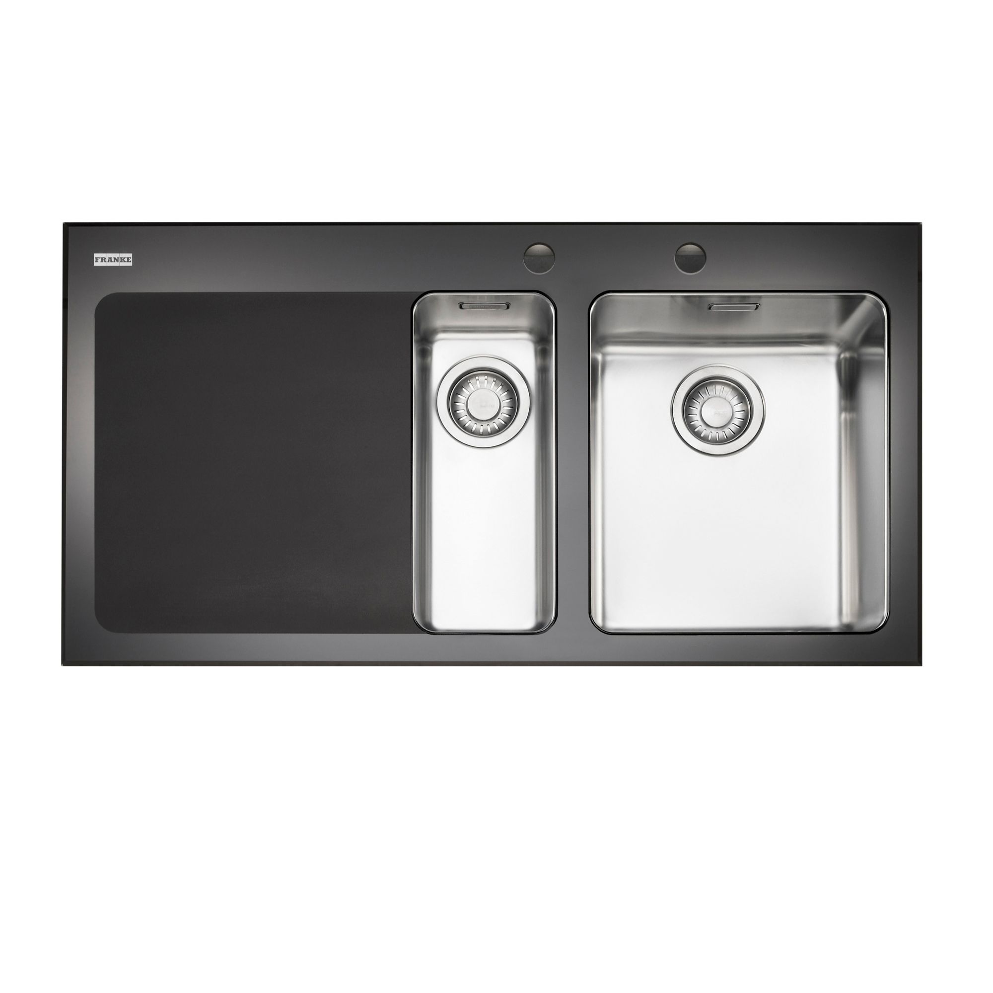 Franke Kubus 1.5 Bowl Black Polished Toughened Glass & Stainless Steel 1.5 Kitchen Sink | Compare The Build