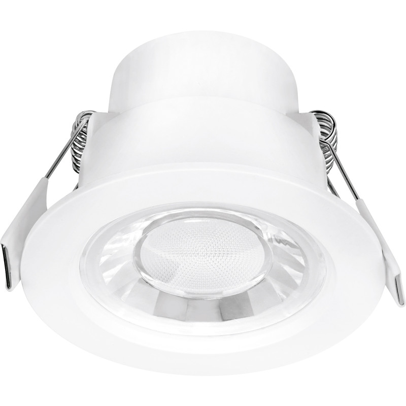 Enlite Spryte Fixed Integrated LED IP44 Downlight 8W Warm 550lm in White | Compare The Build