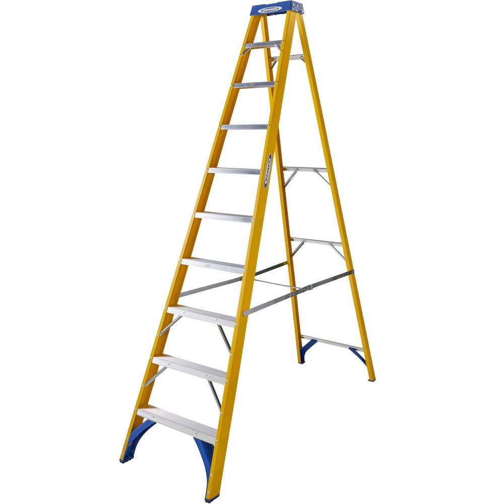 Werner 10 Tread Trade Fibreglass Step Ladder - BS 2037 EN131 Professional 7161018 Price Comparisons | Compare The Build