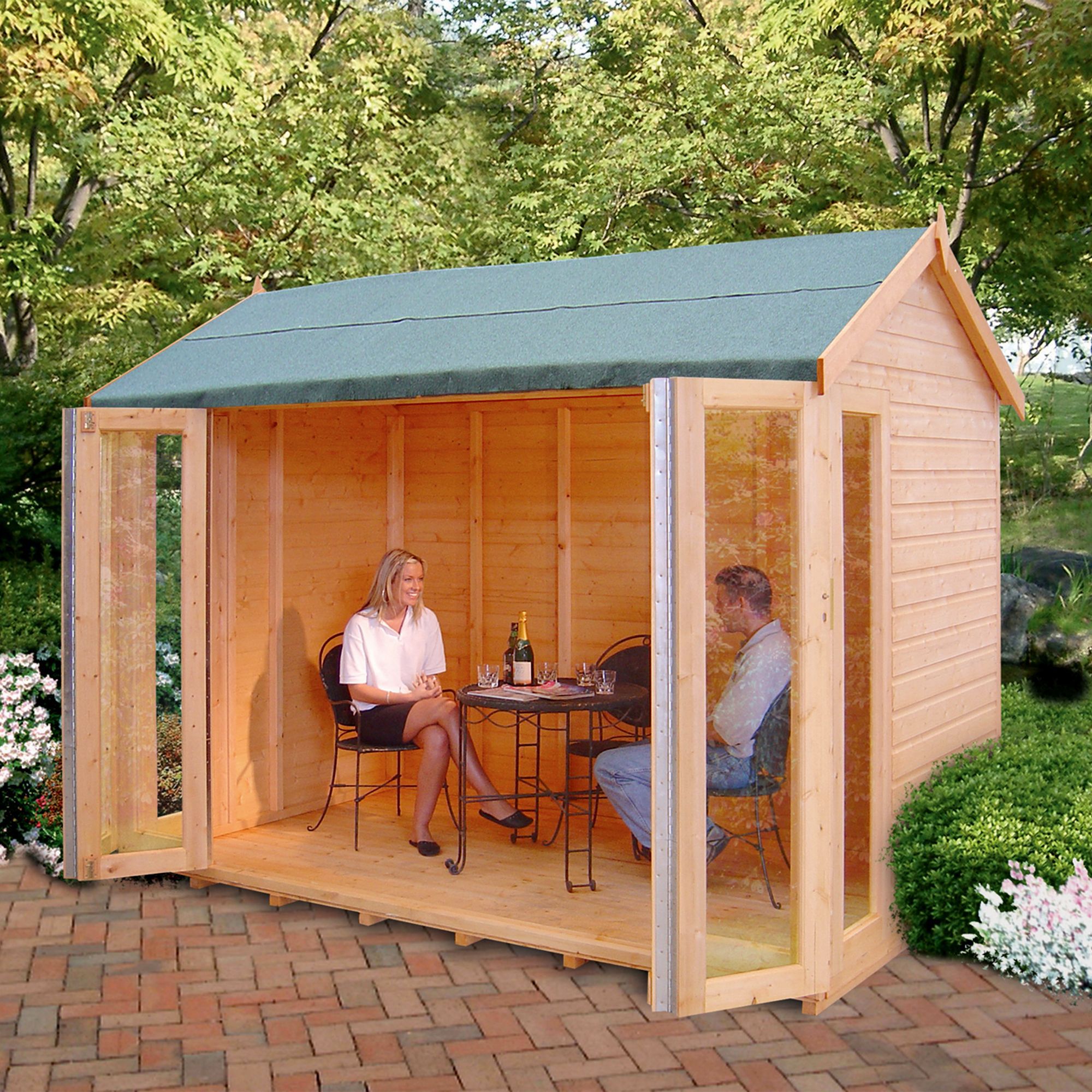 Shire Blenheim 10X8 Apex Shiplap Wooden Summer House With Bi-Fold Door | Compare The Build