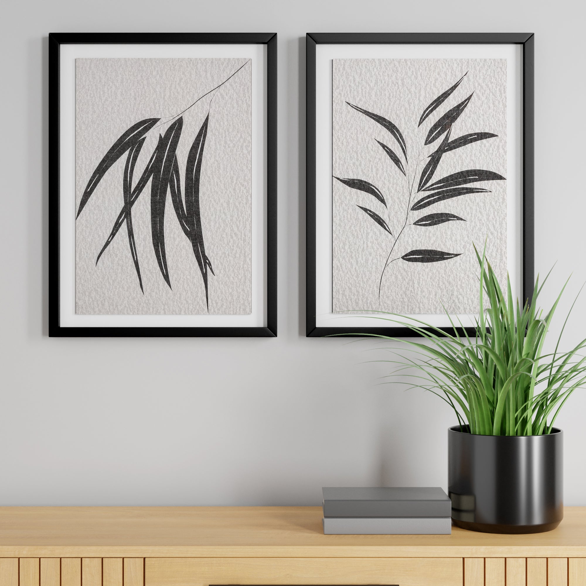 Set of 2 Framed Leaf Prints Black/White Price Comparisons | Compare The Build