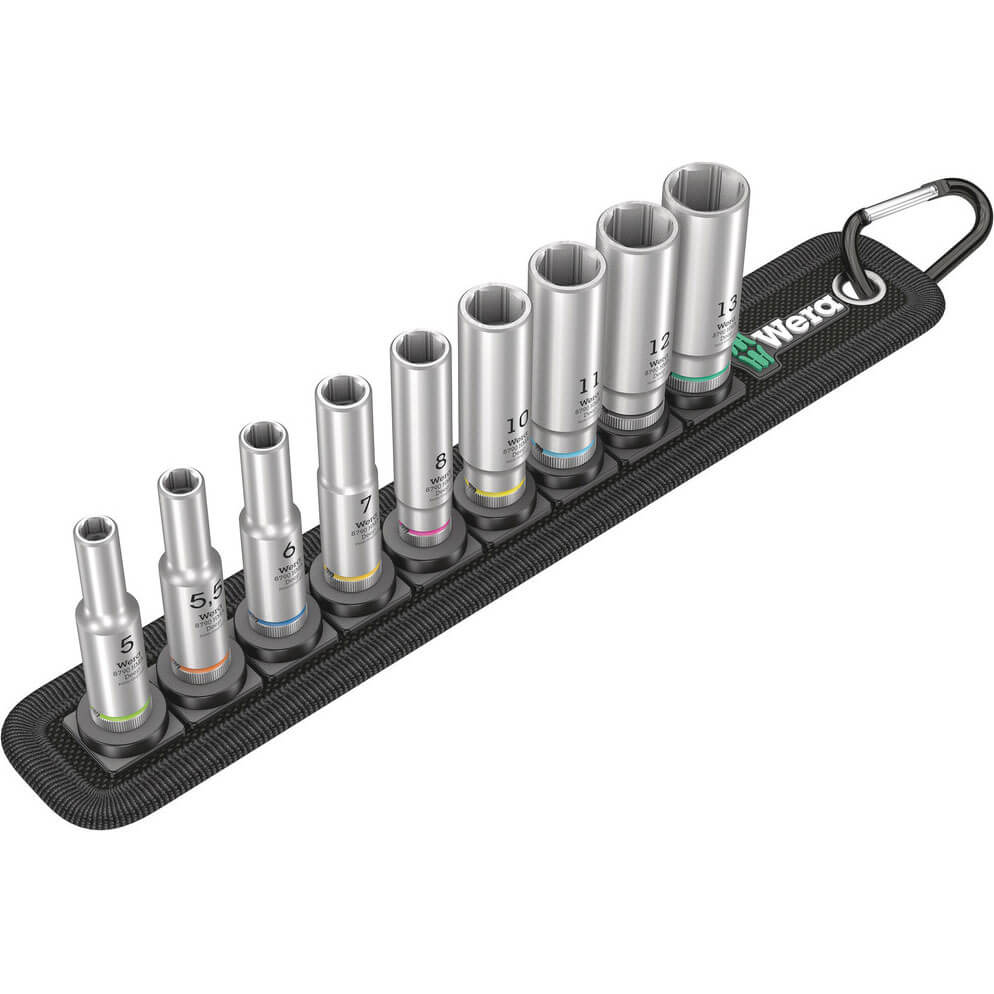 Wera 9 Piece 1/4" Drive Deep Hexagon Socket Set on Belt 1/4" Price Comparisons | Compare The Build