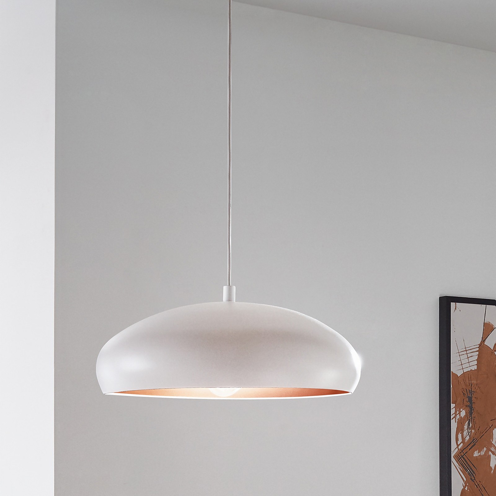 Eglo Mogano 1 Pendant Light - White & Copper Price Comparisons | Compare The Build