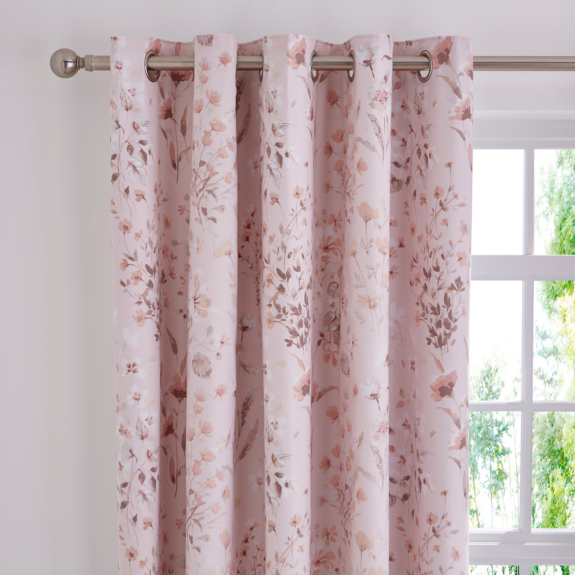 Watercoloured Floral Blackout Eyelet Curtain Blush Price Comparisons | Compare The Build