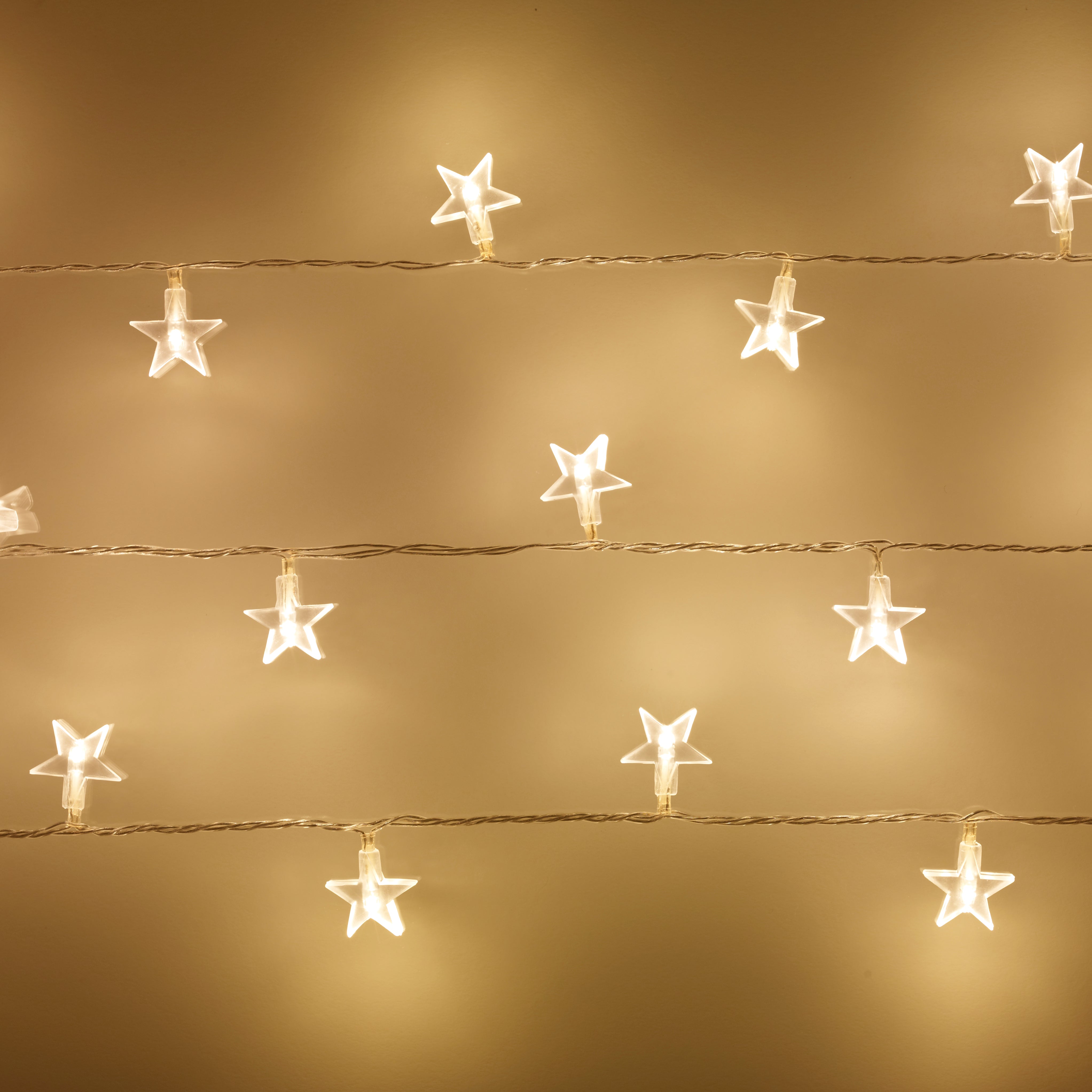 30 Warm White LED Star Fairy Lights On Clear Cable Price Comparisons | Compare The Build