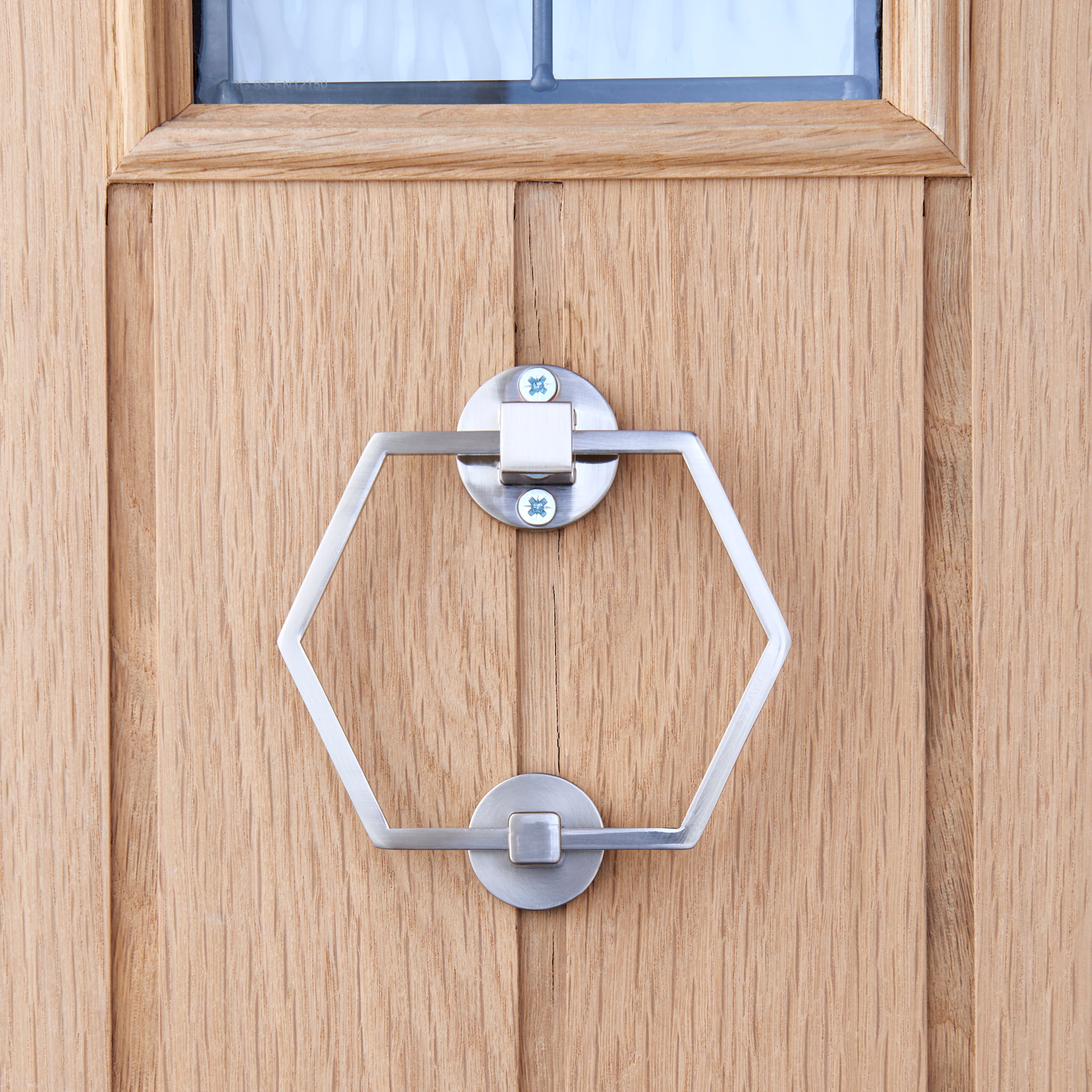 Hexagon Brushed Chrome Door Knocker Silver | Compare The Build