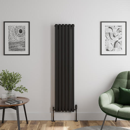 DuraTherm Vertical Oval Tube Double Panel Designer Radiator - 1600 x 360mm Black Price Comparisons | Compare The Build