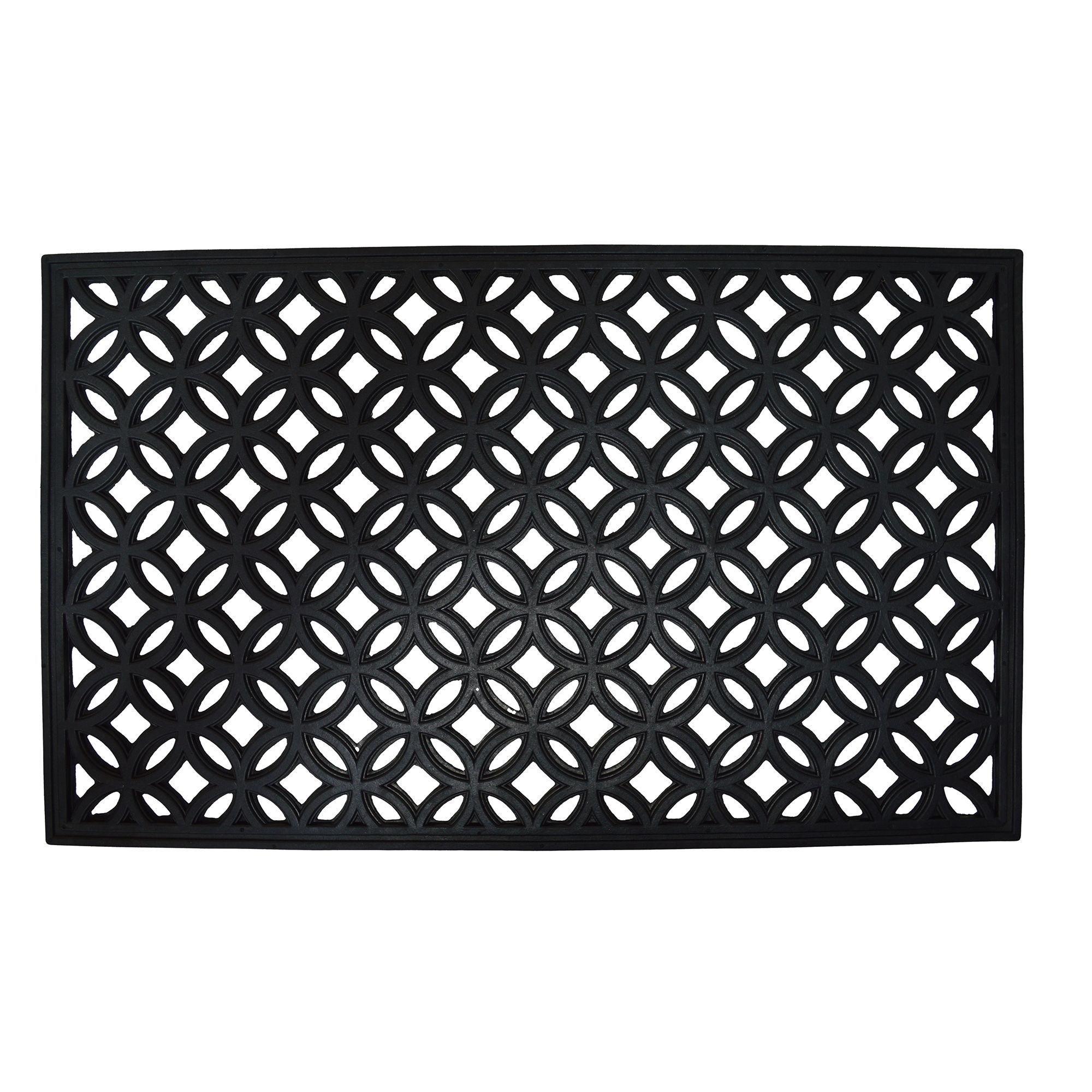 GoodHome Maurice Black Geometric Scraper Mat, 60Cm X 90Cm | Compare The Build