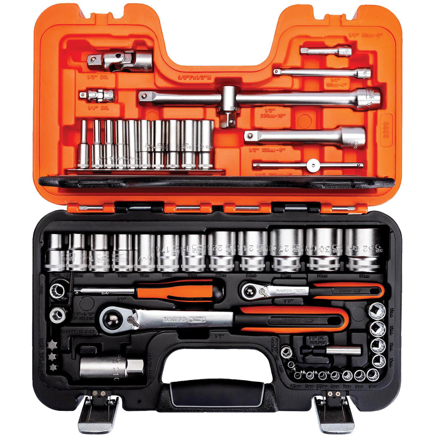 Bahco 56 Piece Combination Drive Bi Hex Socket Set Metric Combination | Compare The Build