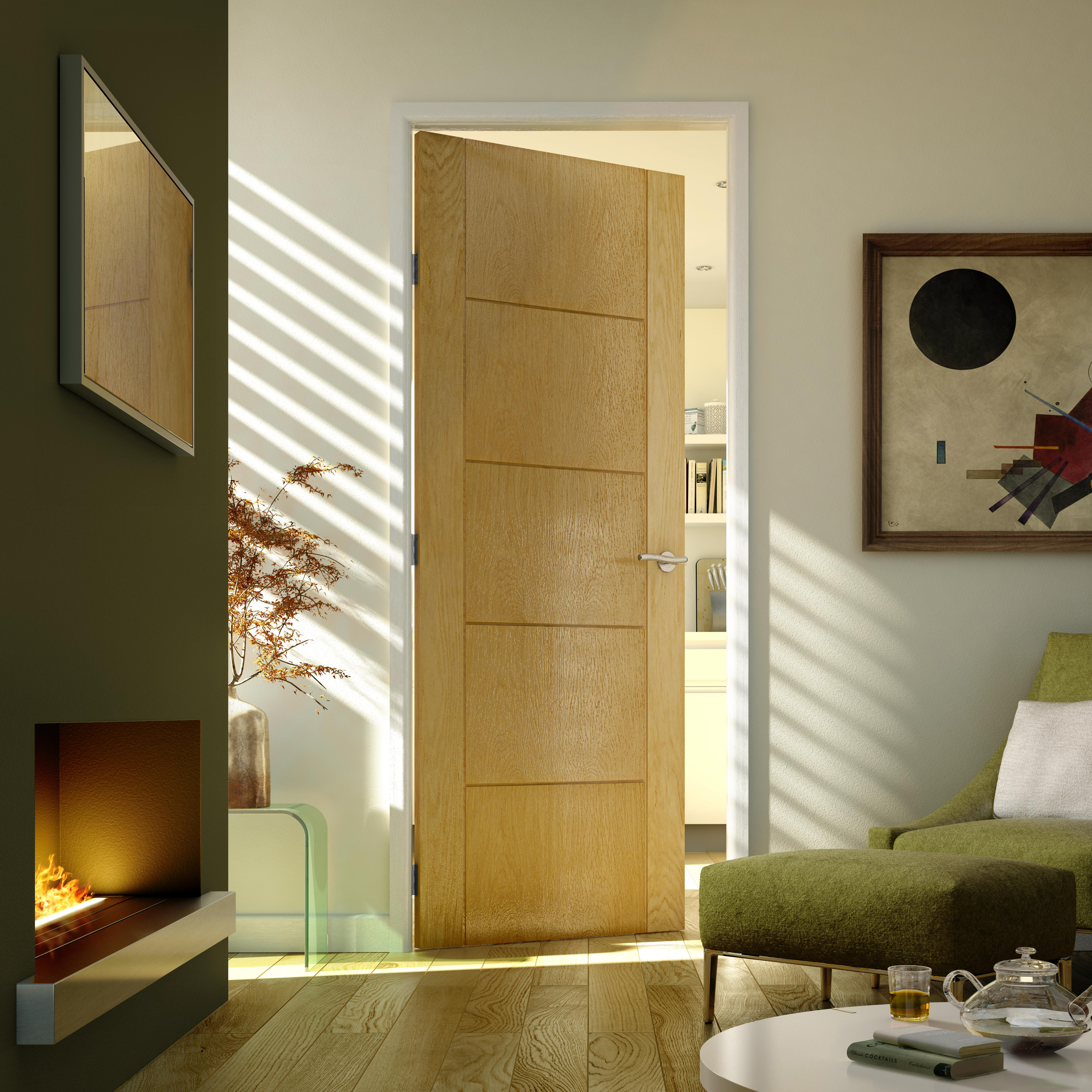 Internal 5 Groove Oak 30 Min Fire Door 1981 mm x 762 mm x 44 mm Price Comparisons | Compare The Build
