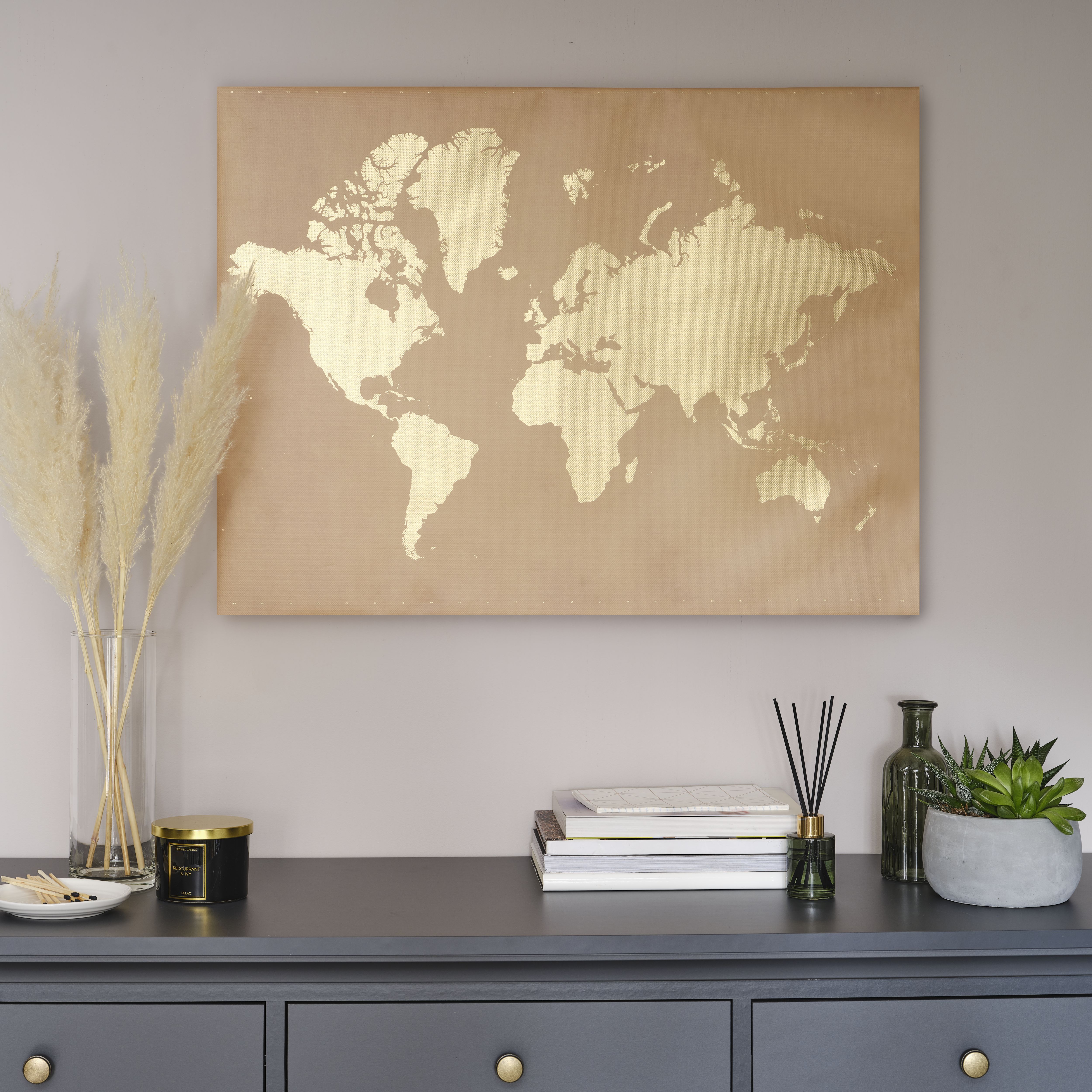 World Map Neutral Canvas Art (H)60Cm X (W)80Cm Price Comparisons | Compare The Build