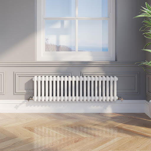 Park Lane Traditional Colosseum Double Bar Column Radiator White 300 x 1010mm Price Comparisons | Compare The Build