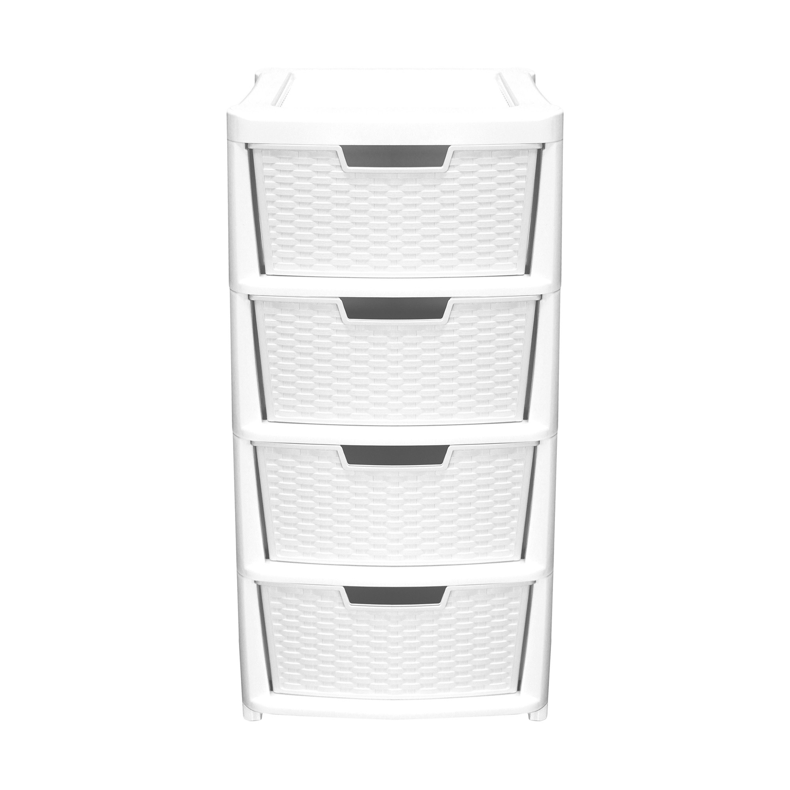 Large Rattan Effect 4 Drawer Storage Tower - White Price Comparisons | Compare The Build