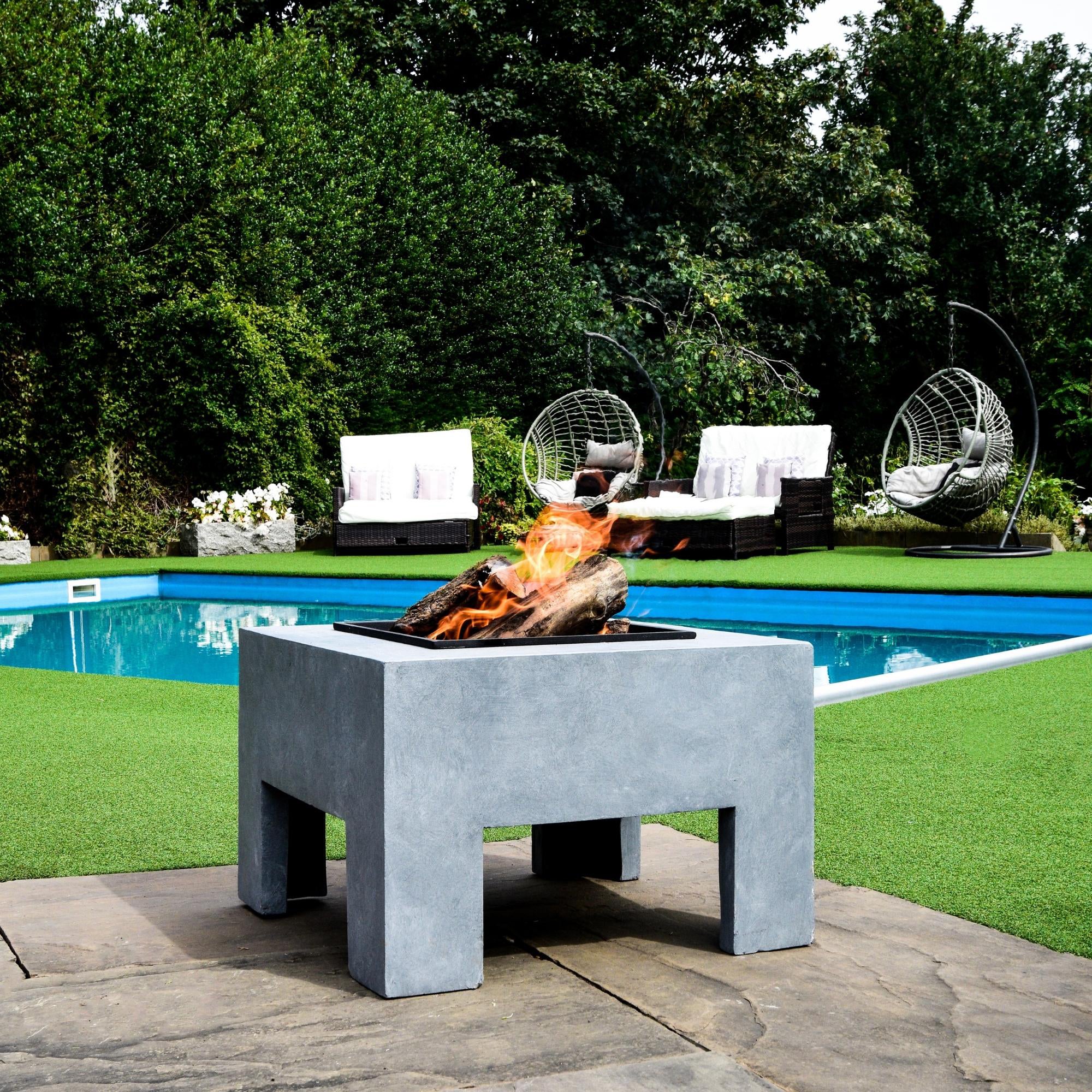 Square Firebowl & Square Console Cement Grey Price Comparisons | Compare The Build