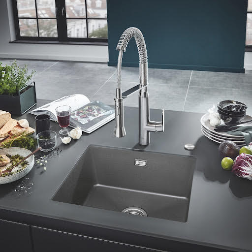 Grohe K700U Granite Grey 1.0 Composite Inset Undermount Kitchen Sink & Waste 533 x 457mm | Compare The Build