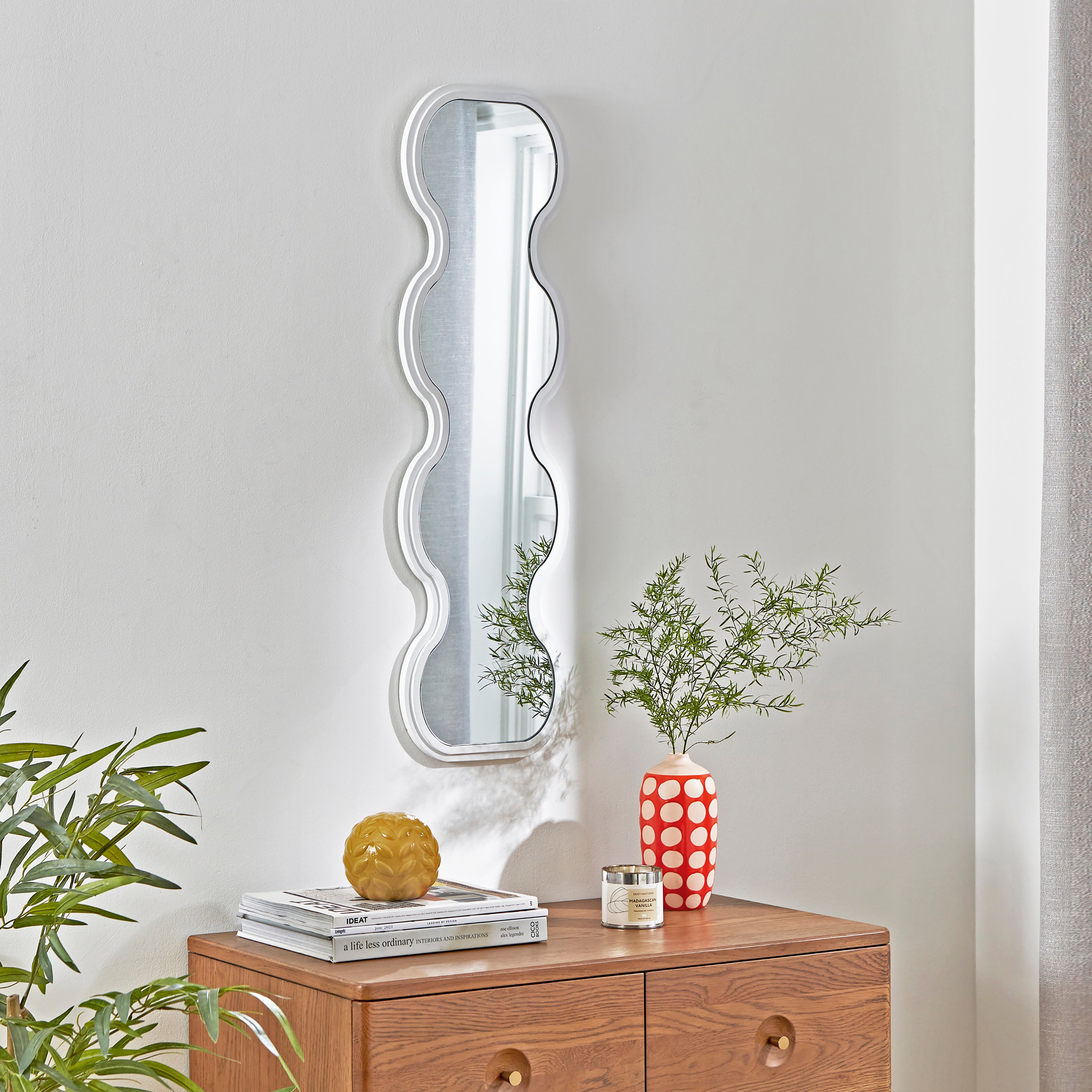 Ribbed Wavy Slim Full Length Wall Mirror White Price Comparisons | Compare The Build