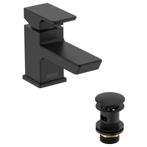 Bristan Cobalt Mono Basin Mixer Tap with Clicker Waste - Black | Compare The Build