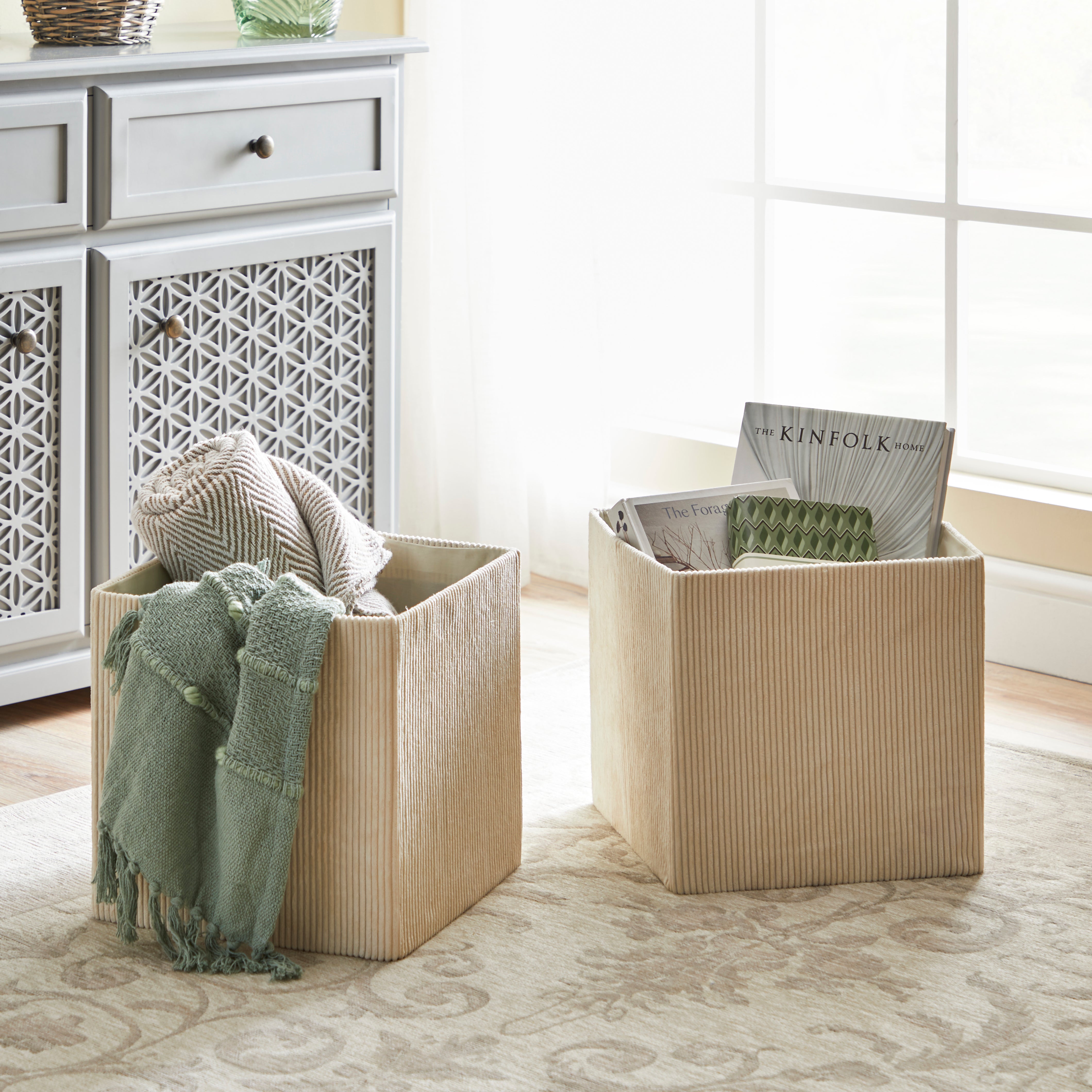 Set of 2 Cream Foldable Cord Storage Boxes Cream Price Comparisons | Compare The Build