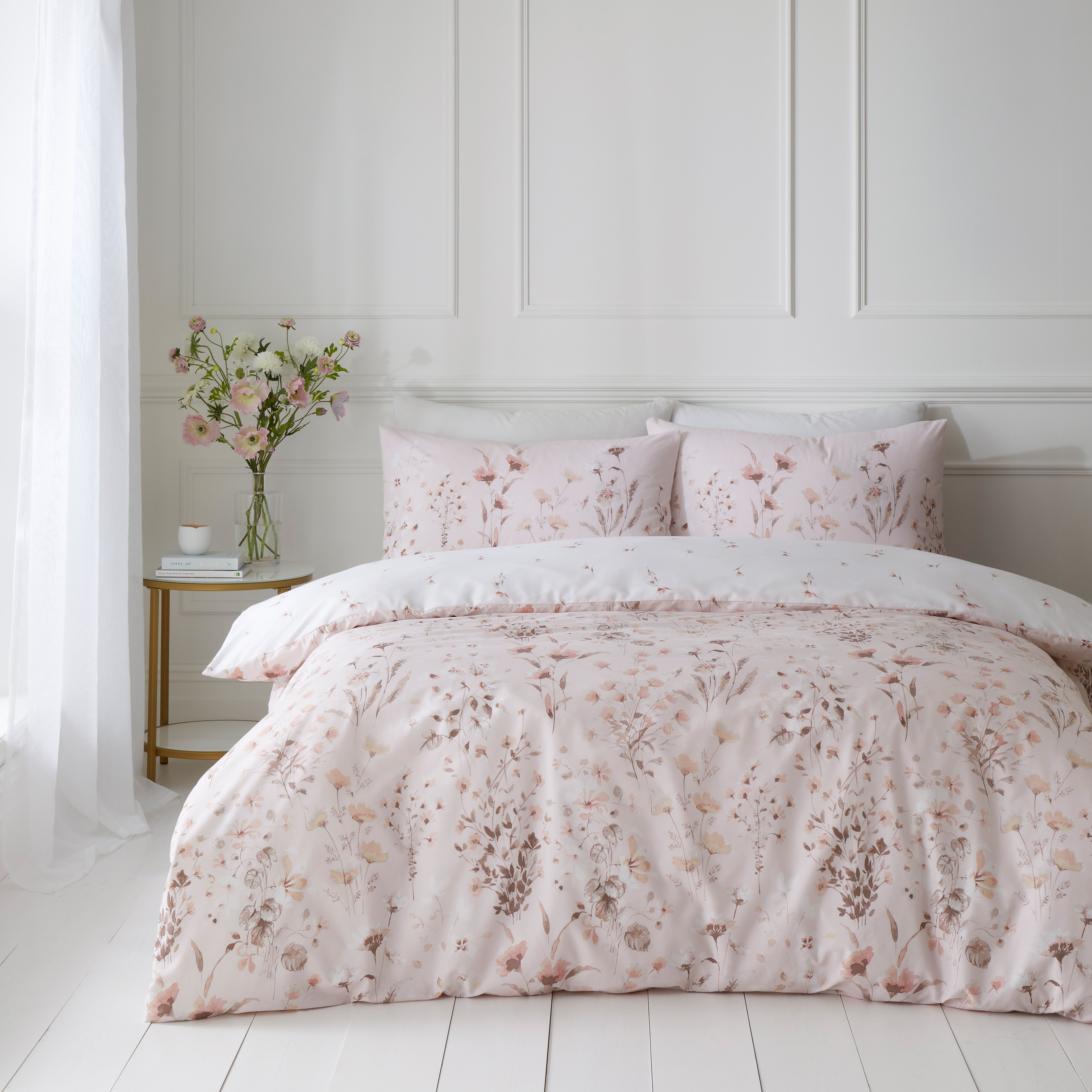 Watercoloured Floral Blush Duvet Cover & Pillowcase Set Blush (Pink) Price Comparisons | Compare The Build