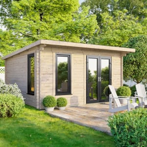 Power Sheds 14 x 12ft Right Hand Door Pent Notched Logs Log Cabin Price Comparisons | Compare The Build