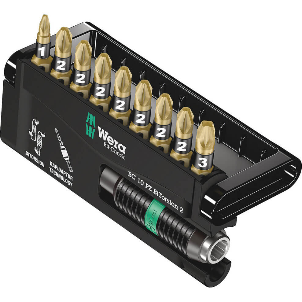 Wera 10 Piece Bit-Check Bitorsion Pozi Screwdriver Bit Set Price Comparisons | Compare The Build