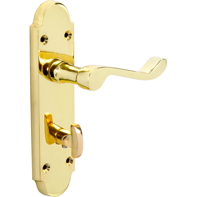 Eclipse Beaufort Door Handles Bathroom (Pair) in Brass | Compare The Build