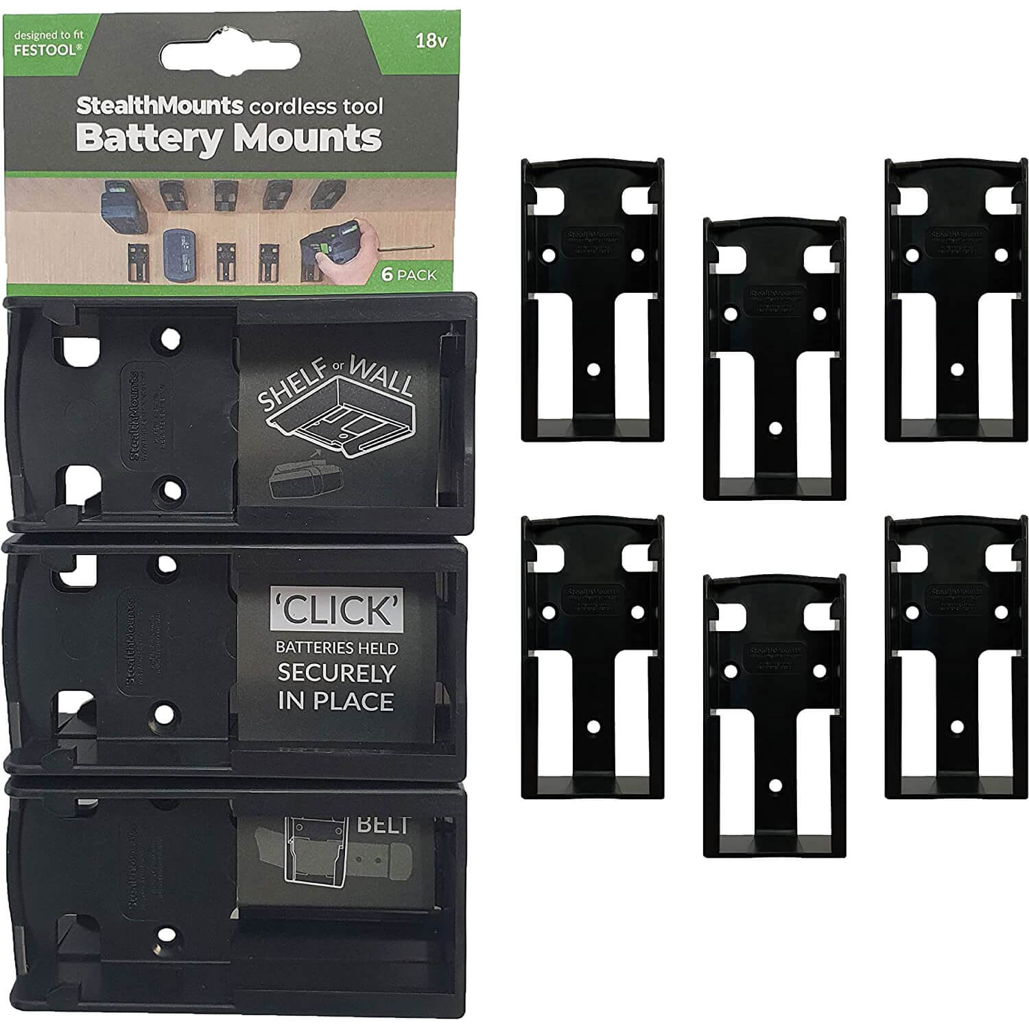 Stealth Mounts 6 Pack Battery Mounts For Festool 18V Batteries Black Price Comparisons | Compare The Build