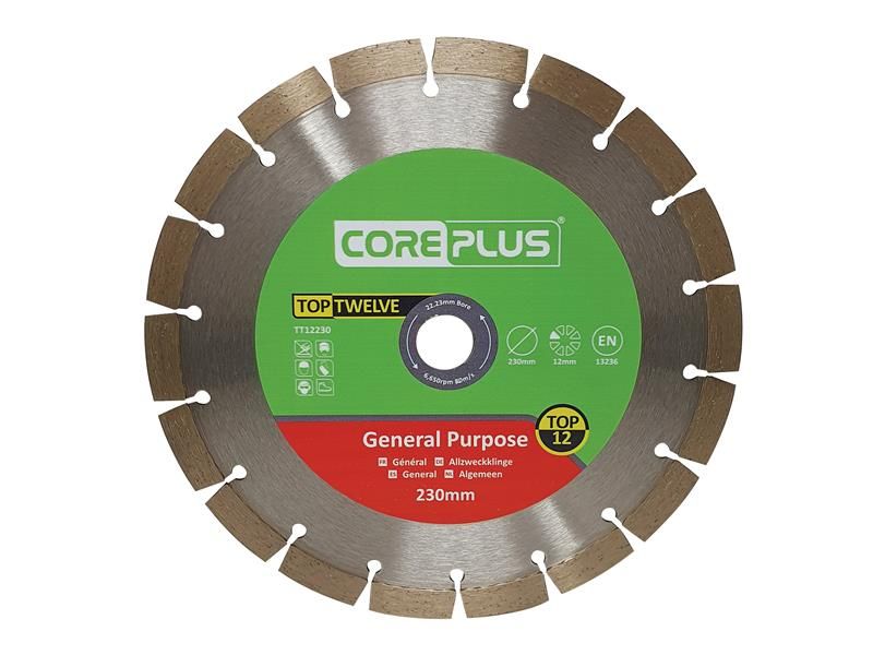 CorePlus CORDBTT12230 Top Twelve General Purpose Diamond Blade 230mm Price Comparisons | Compare The Build