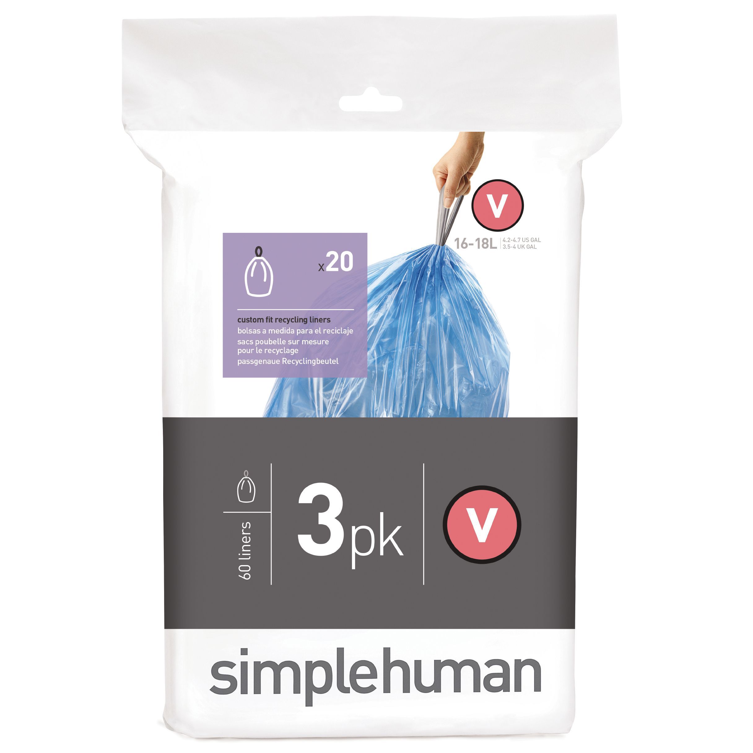 Simplehuman Blue Plastic Bin Liner, Pack Of 60 | Compare The Build