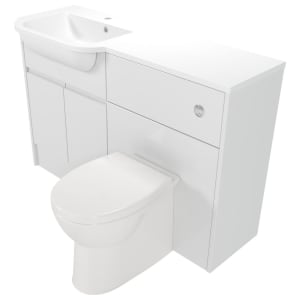 Deccado Clifton Bright White Left Hand 1200mm Fitted Vanity & Toilet Pan Unit Combination with Left Hand Basin Price Comparisons | Compare The Build