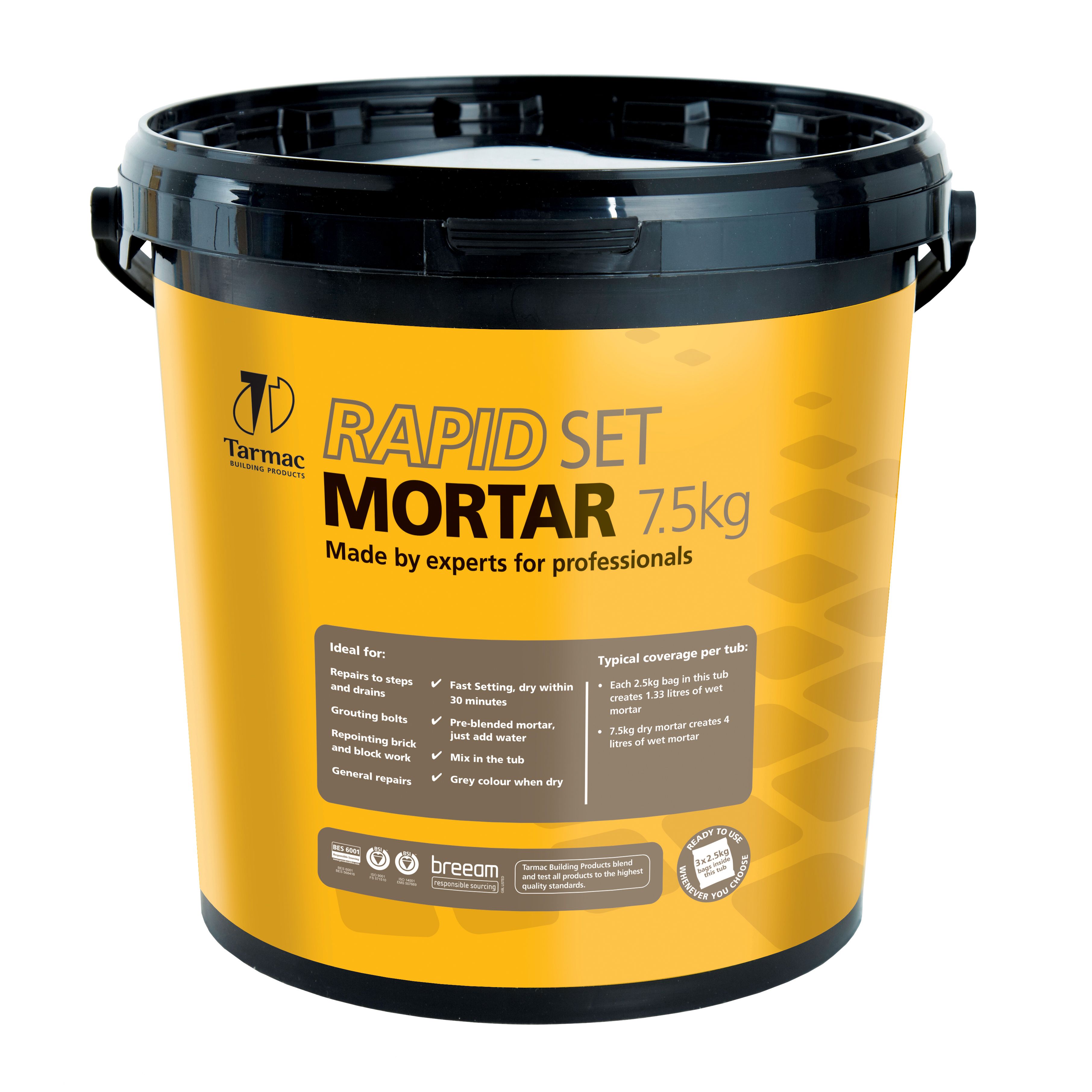 Tarmac Rapid Set Ready Mixed Mortar, 7.5Kg Tub | Compare The Build