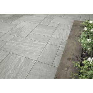 Thornton Grey Glazed Mixed Size Outdoor Porcelain Paving Tile - 21.06m² pack | Compare The Build