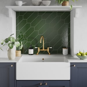 Wickes Boutique Clover Green Gloss Ceramic Wall Tile - 300 x 100mm - Pack of 40 Price Comparisons | Compare The Build