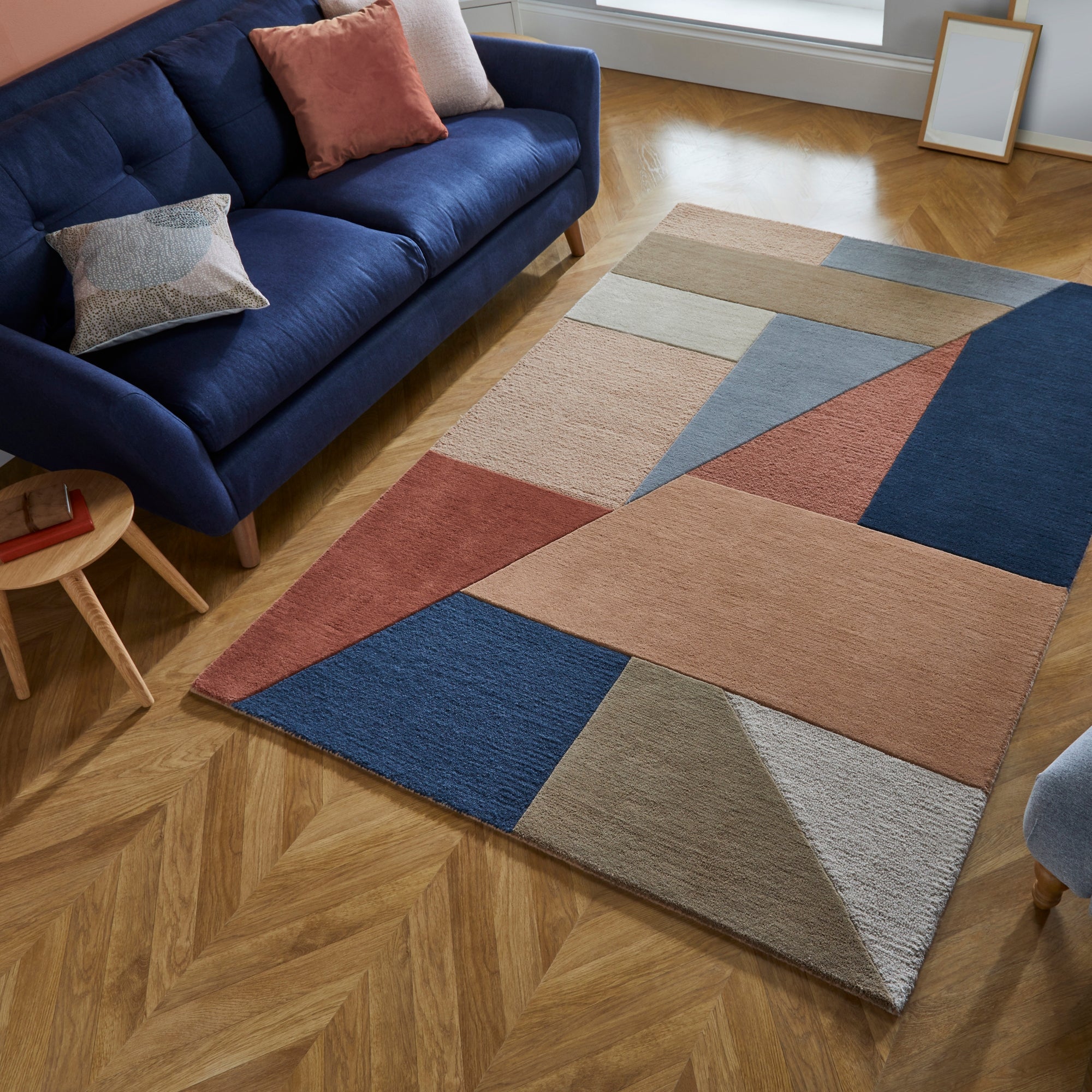 Alwyn Geometric Rug Orange, Blue and Beige Price Comparisons | Compare The Build