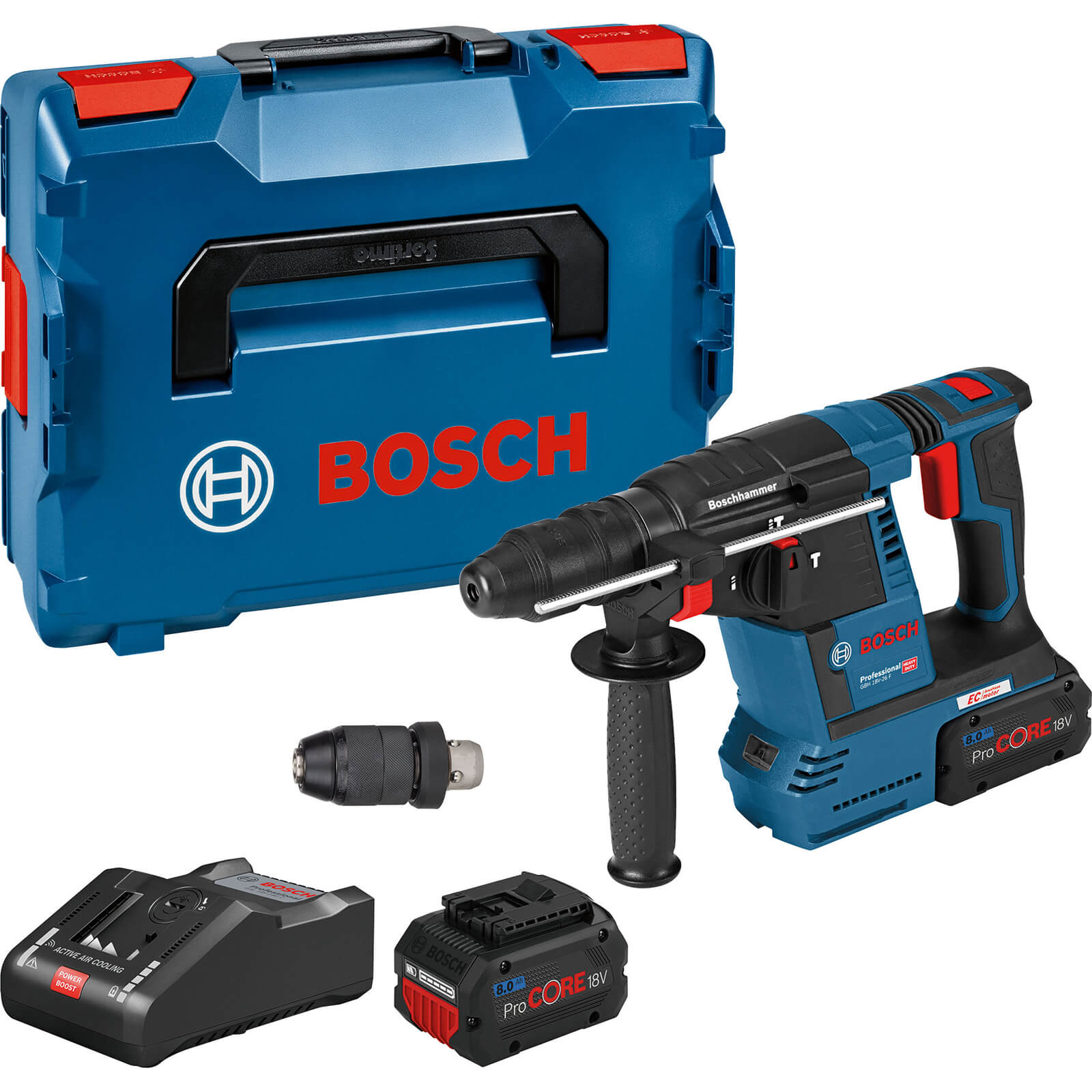 Bosch GBH 18 V-26 F 18v Cordless SDS Drill 2 x 8ah Li-ion ProCore Charger Case | Compare The Build