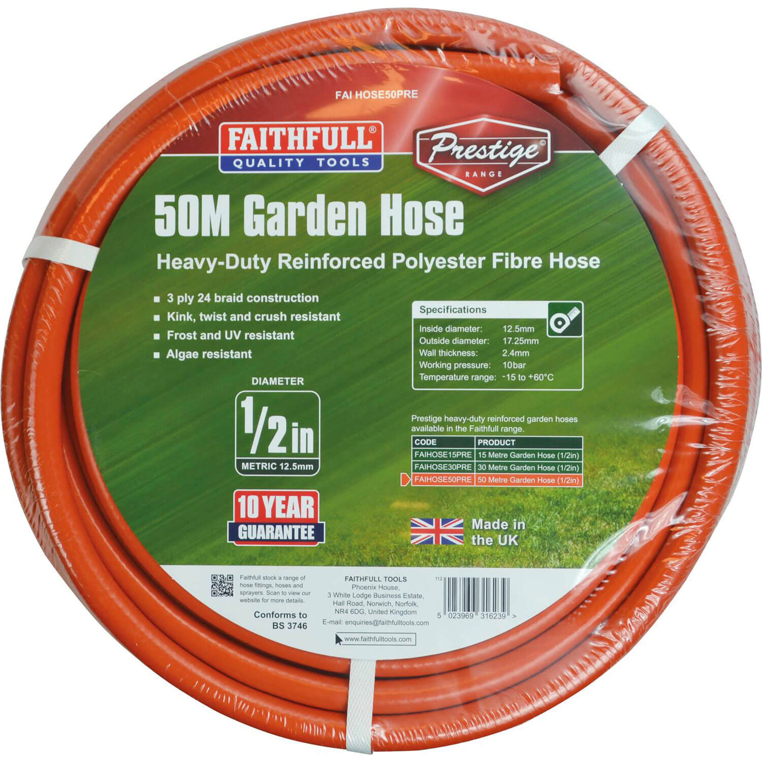 Faithfull Prestige Heavy Duty Garden Hose Pipe 1/2" / 12.5mm 50m Grey & Orange Price Comparisons | Compare The Build