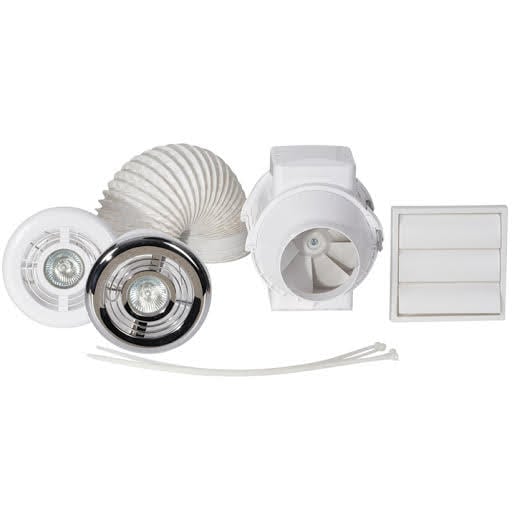 Airflow Aventa Timer controlled in-line Shower Fan and Kit With Light 100mm - 9041408 Price Comparisons | Compare The Build