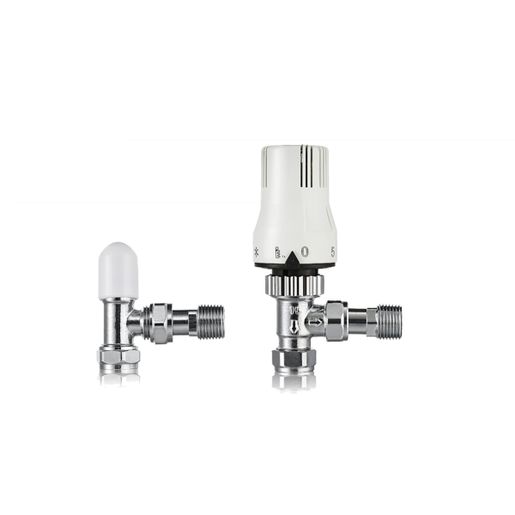 City Plumbing Angled Thermostatic Radiator Valve and Lockshield Pack 15 mm x 12.7 mm C04167N031B Price Comparisons | Compare The Build