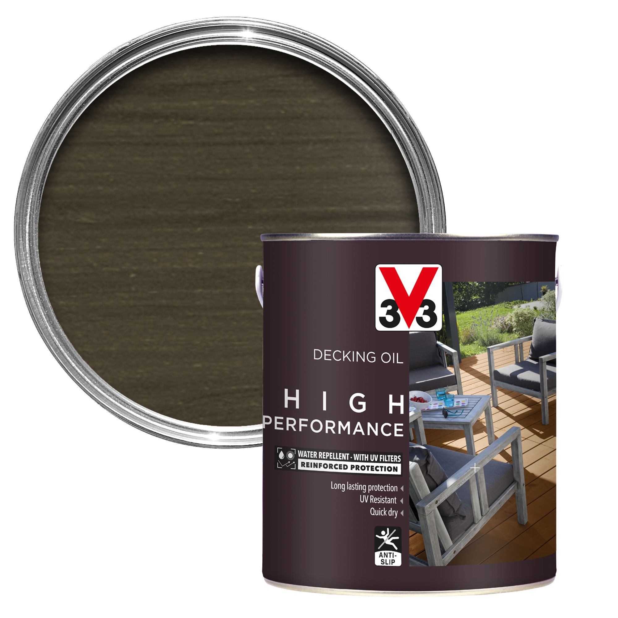 V33 High performance Grey UV resistant Decking Wood oil, 2.5L Price Comparisons | Compare The Build