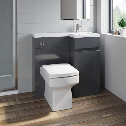 Artis Flat Pack Basin Vanity Unit & Royan Toilet Combination - 900mm Grey Gloss Right Hand Price Comparisons | Compare The Build