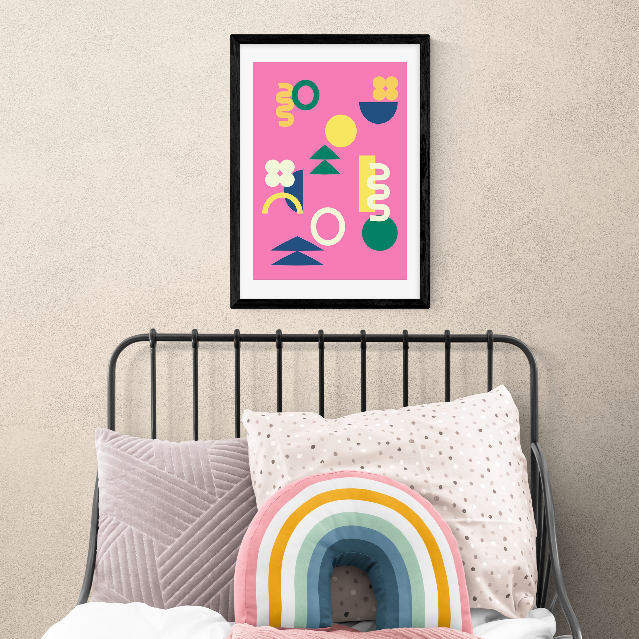 East End Prints Retro 90s Shapes Print MultiColoured Price Comparisons | Compare The Build