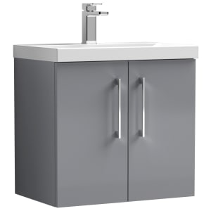 Nuie Arno Grey Wall Hung 2 Door Vanity Unit & Basin - 579 x 610mm Price Comparisons | Compare The Build