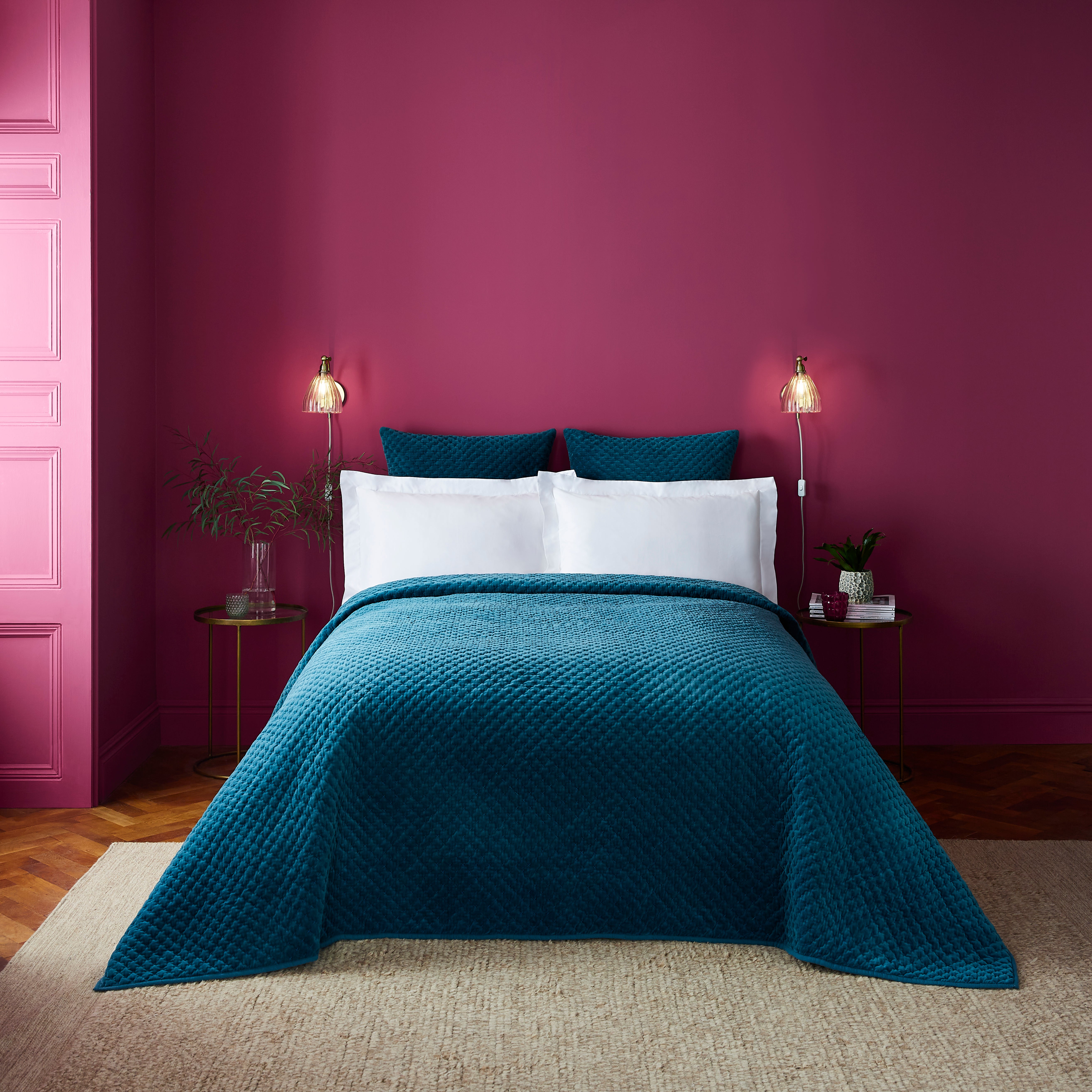 Dorma Purity Teal Genevieve Bedspread Blue Price Comparisons | Compare The Build