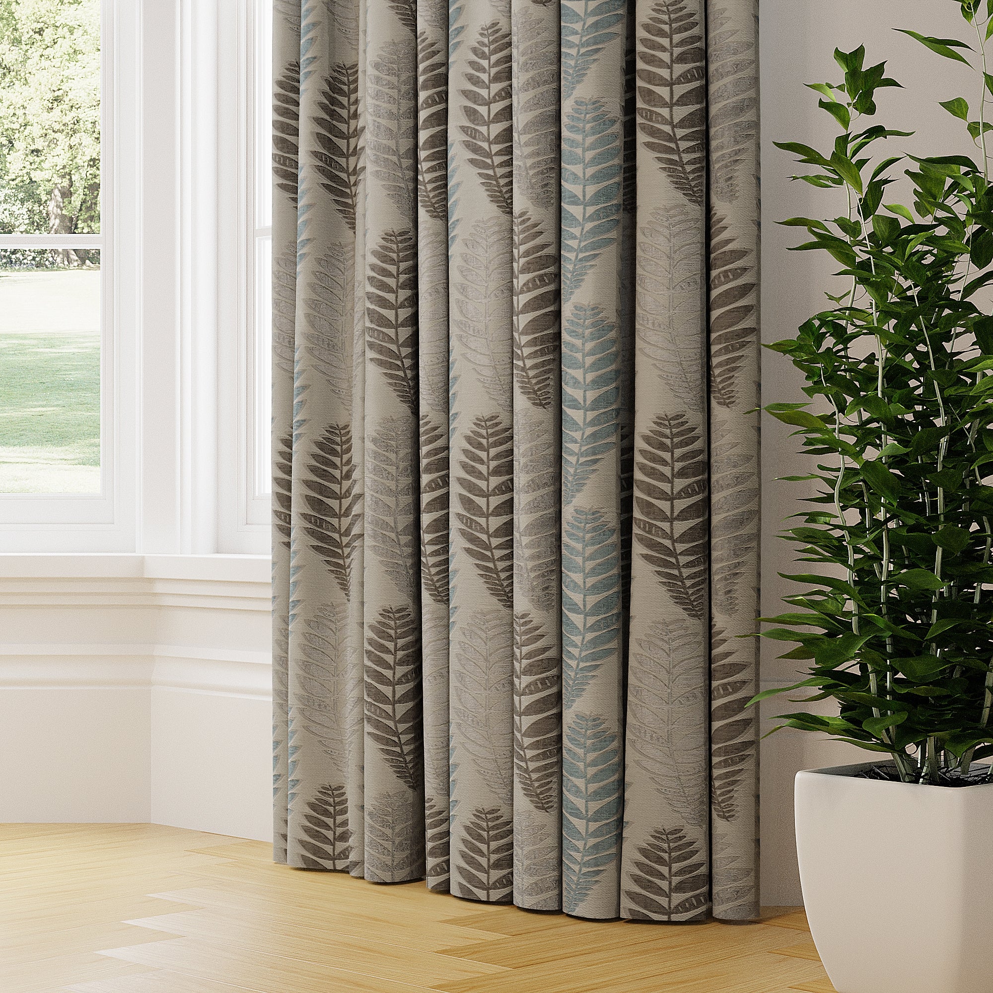 Ancona Made to Measure Curtains Blue/Brown Price Comparisons | Compare The Build