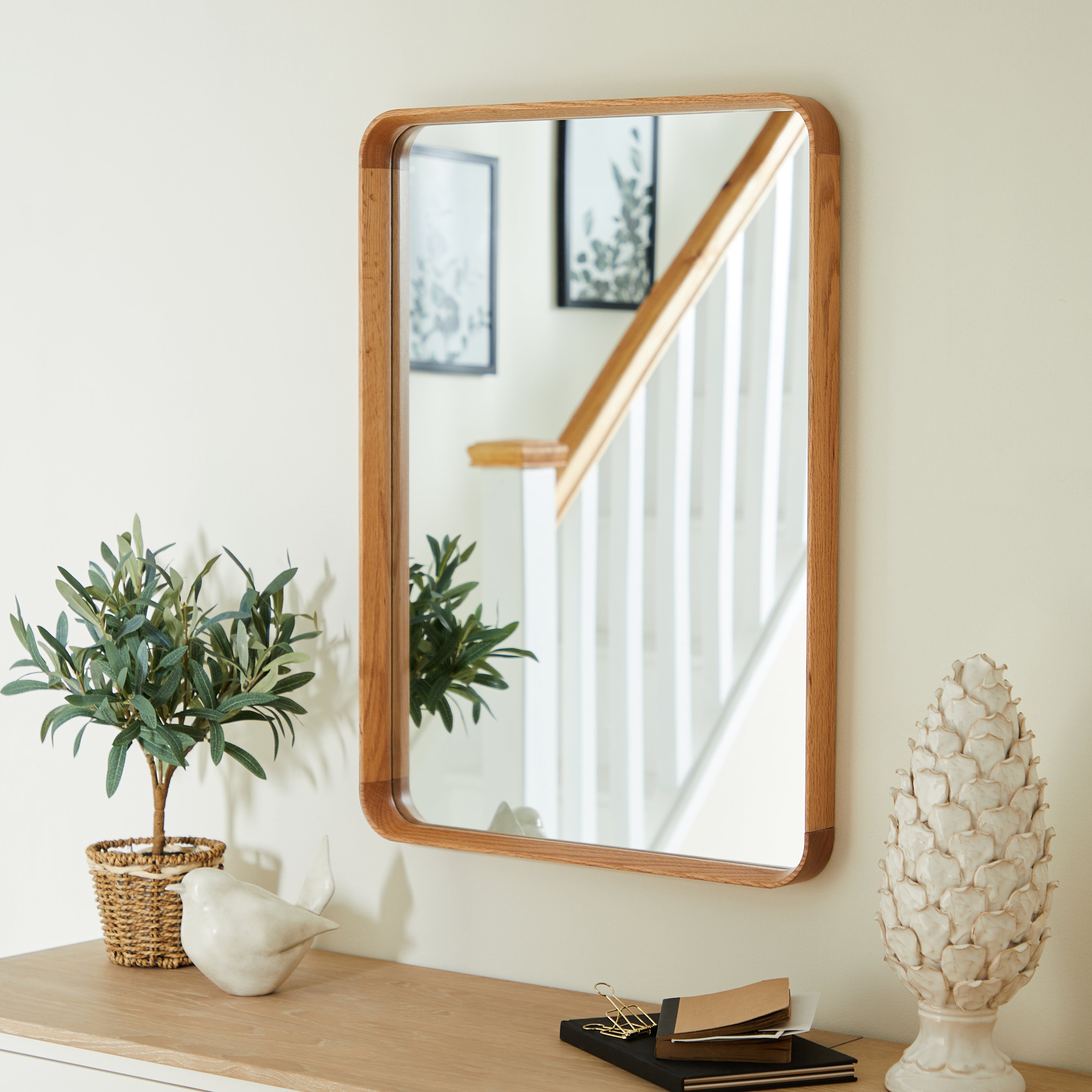 Elements Squoval Mirror, Solid Oak 75x55cm Brown Price Comparisons | Compare The Build