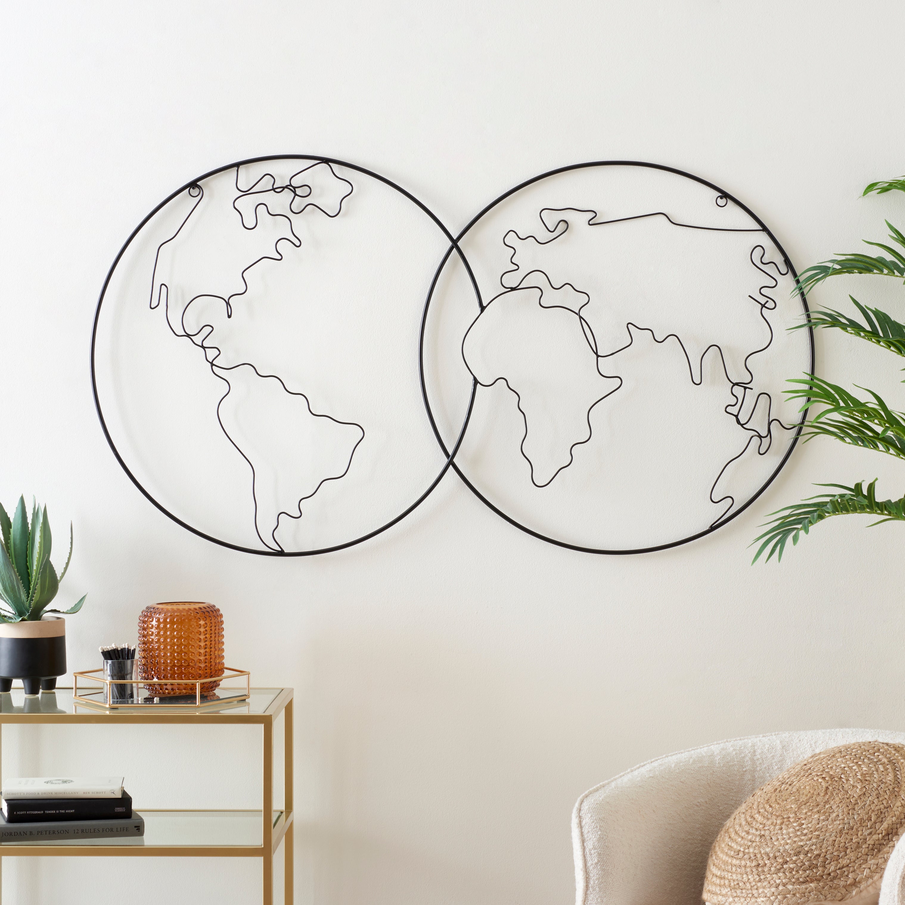 Globe Metal Indoor Outdoor Wall Art 128cm Black Price Comparisons | Compare The Build